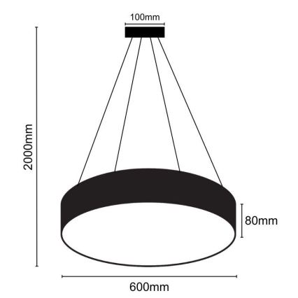 LED Lestenec na vrvici LED/35W/230V 4000K pr. 60 cm