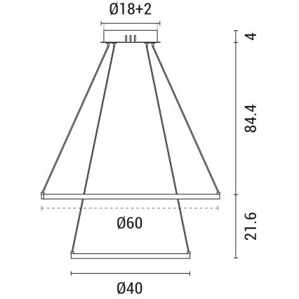 LED Lestenec na vrvici LED/37W/230V 3000K bela