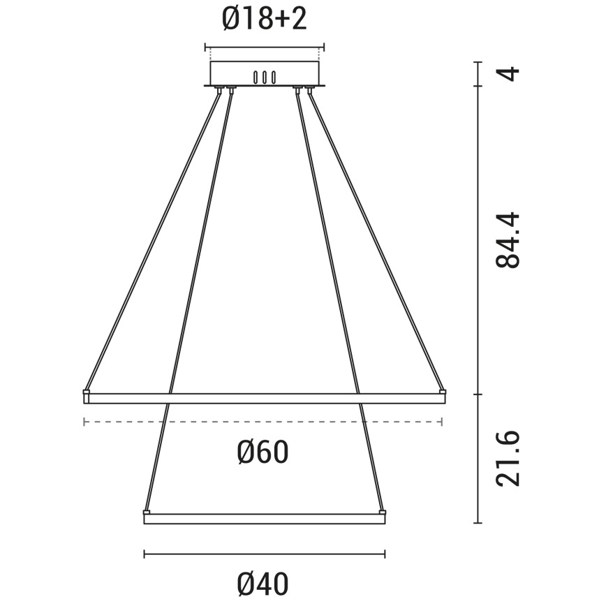 LED Lestenec na vrvici LED/37W/230V 3000K bela