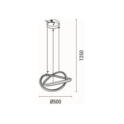 LED Lestenec na vrvici LED/38W/230V 3000K 50x120 cm