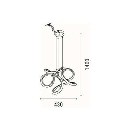 LED Lestenec na vrvici LED/38W/230V 3000K