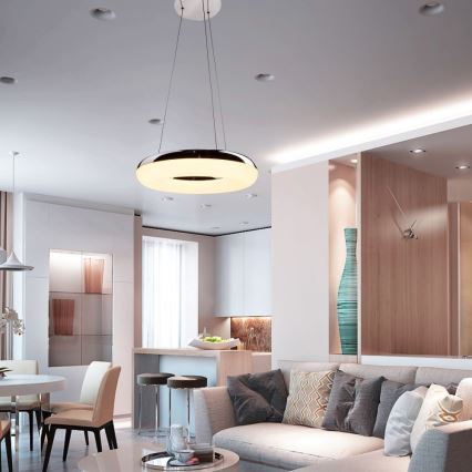 LED Lestenec na vrvici LED/40W/230V 3000K pr. 40 cm sijajni krom
