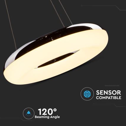 LED Lestenec na vrvici LED/40W/230V 3000K pr. 40 cm sijajni krom