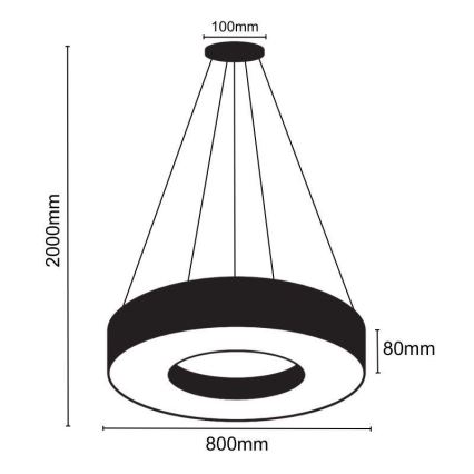 LED Lestenec na vrvici LED/40W/230V 4000K pr. 80 cm