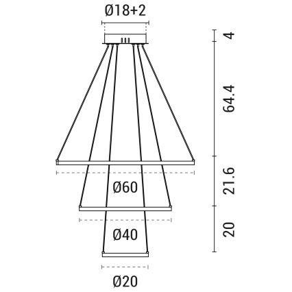 LED Lestenec na vrvici LED/42W/230V 3000K črna