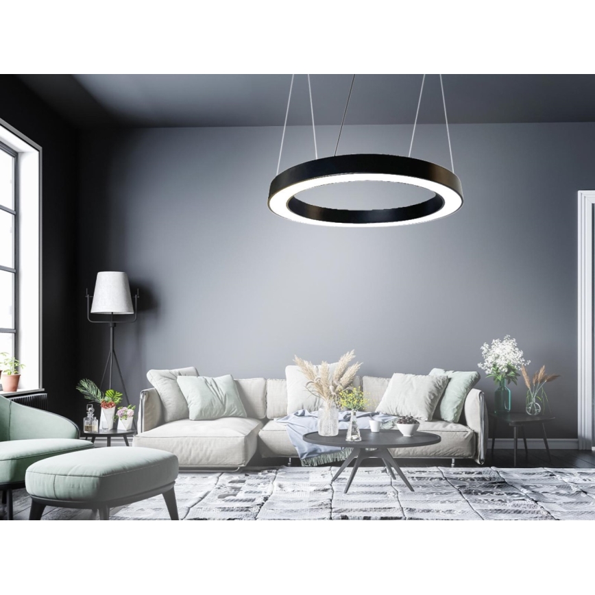 LED Lestenec na vrvici LED/50W/230V 4000K pr. 100 cm črna