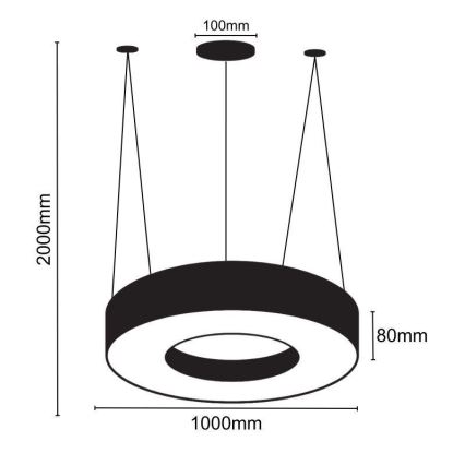 LED Lestenec na vrvici LED/50W/230V 4000K pr. 100 cm črna