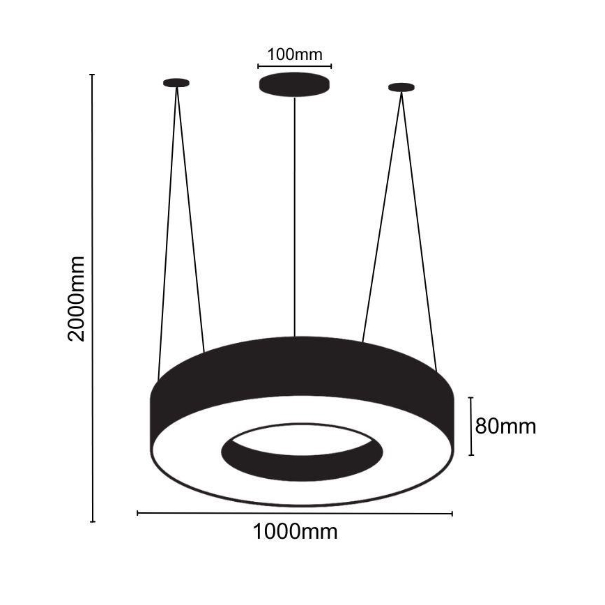 LED Lestenec na vrvici LED/50W/230V 4000K pr. 100 cm črna