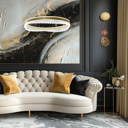 LED Lestenec na vrvici LED/52W/230V pr. 60 cm zlata