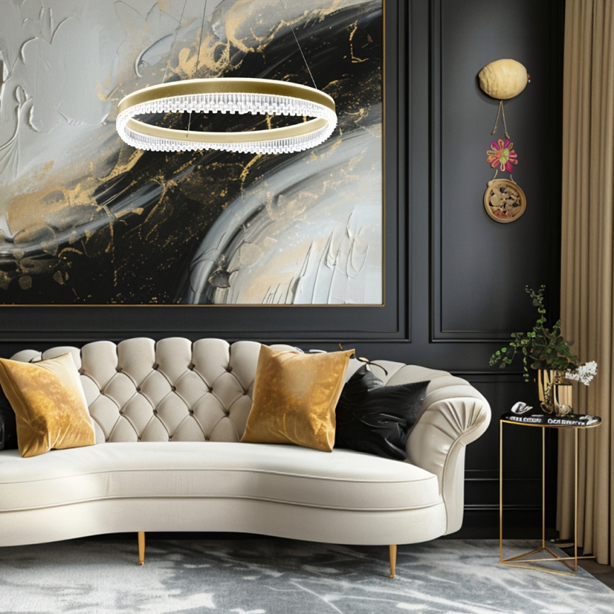 LED Lestenec na vrvici LED/52W/230V pr. 60 cm zlata