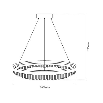 LED Lestenec na vrvici LED/52W/230V pr. 60 cm zlata