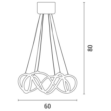 LED Lestenec na vrvici LED/54W/230V 3000/4000/6000K zlata