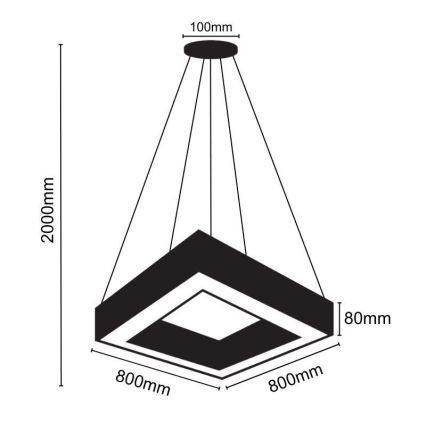 LED Lestenec na vrvici LED/55W/230V 4000K 80x80 cm