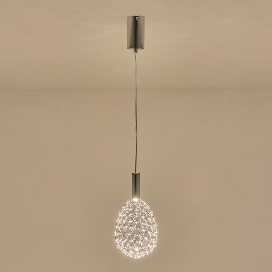 LED Lestenec na vrvici LED/6,3W/230V 3000K sijajni krom pr. 14 cm