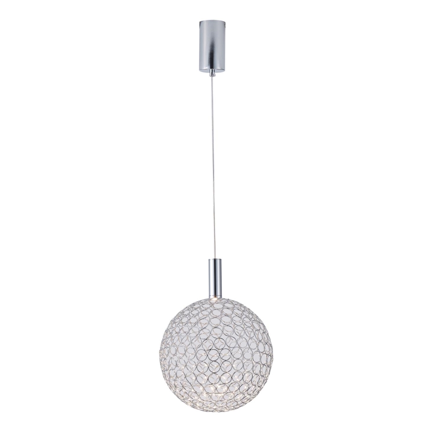 LED Lestenec na vrvici LED/6,3W/230V 3000K sijajni krom pr. 25 cm
