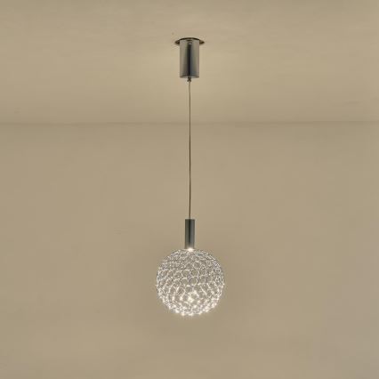 LED Lestenec na vrvici LED/6,3W/230V 3000K sijajni krom pr. 25 cm