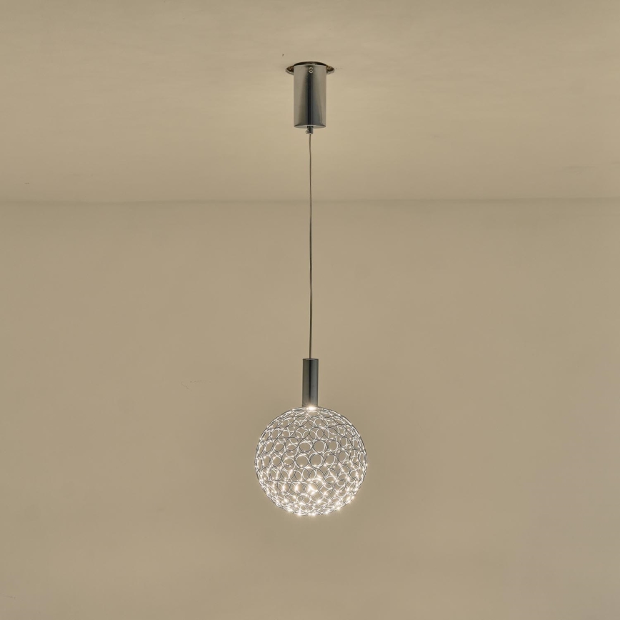 LED Lestenec na vrvici LED/6,3W/230V 3000K sijajni krom pr. 25 cm