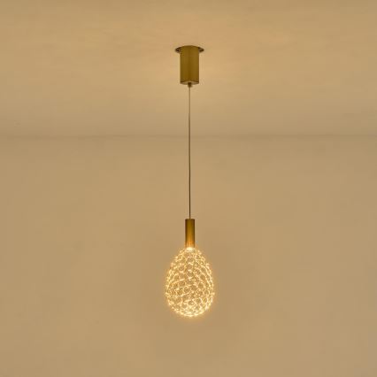 LED Lestenec na vrvici LED/6,3W/230V 3000K zlata pr. 14 cm