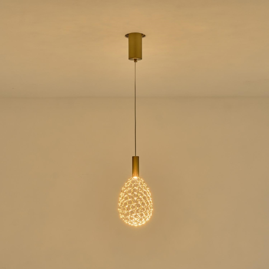 LED Lestenec na vrvici LED/6,3W/230V 3000K zlata pr. 14 cm
