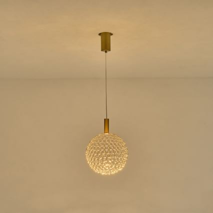 LED Lestenec na vrvici LED/6,3W/230V 3000K zlata pr. 25 cm