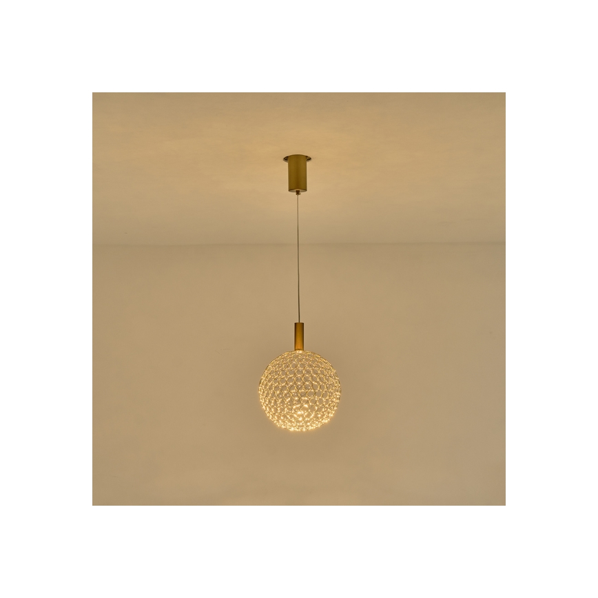 LED Lestenec na vrvici LED/6,3W/230V 3000K zlata pr. 25 cm