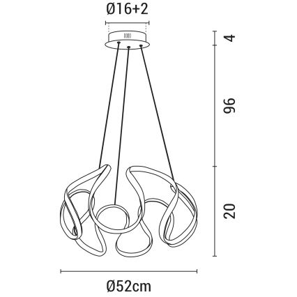 LED Lestenec na vrvici LED/60W/230V 3000K bela