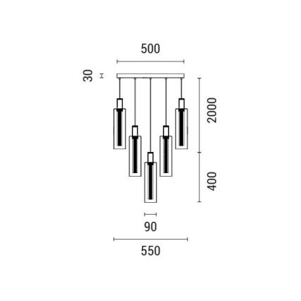 LED Lestenec na vrvici LED/60W/230V 3000K