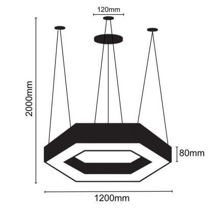 LED Lestenec na vrvici LED/60W/230V 4000K pr. 120 cm