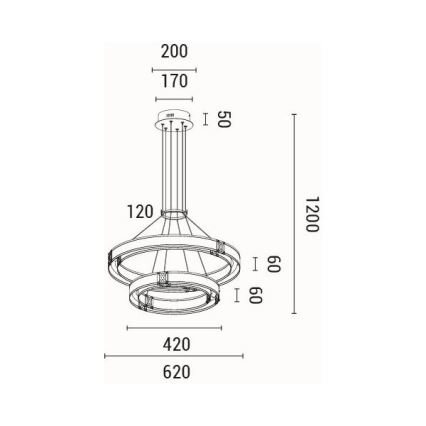 LED Lestenec na vrvici LED/62W/230V 3000K 62x120 cm