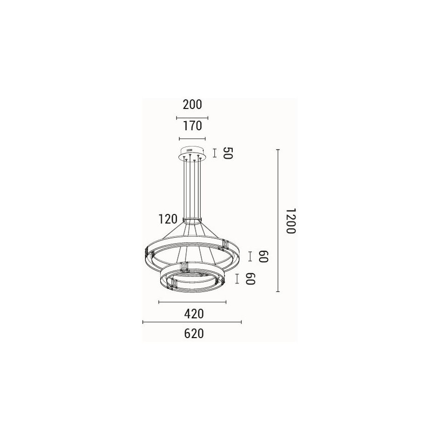 LED Lestenec na vrvici LED/62W/230V 3000K 62x120 cm