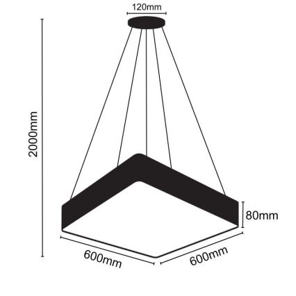 LED Lestenec na vrvici LED/65W/230V 4000K 60x60 cm