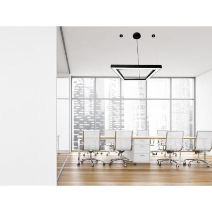 LED Lestenec na vrvici LED/70W/230V 4000K 100x100 cm črna
