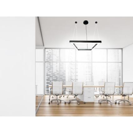 LED Lestenec na vrvici LED/70W/230V 4000K 100x100 cm črna