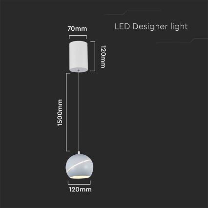 LED Lestenec na vrvici LED/8,5W/230V 3000K bela