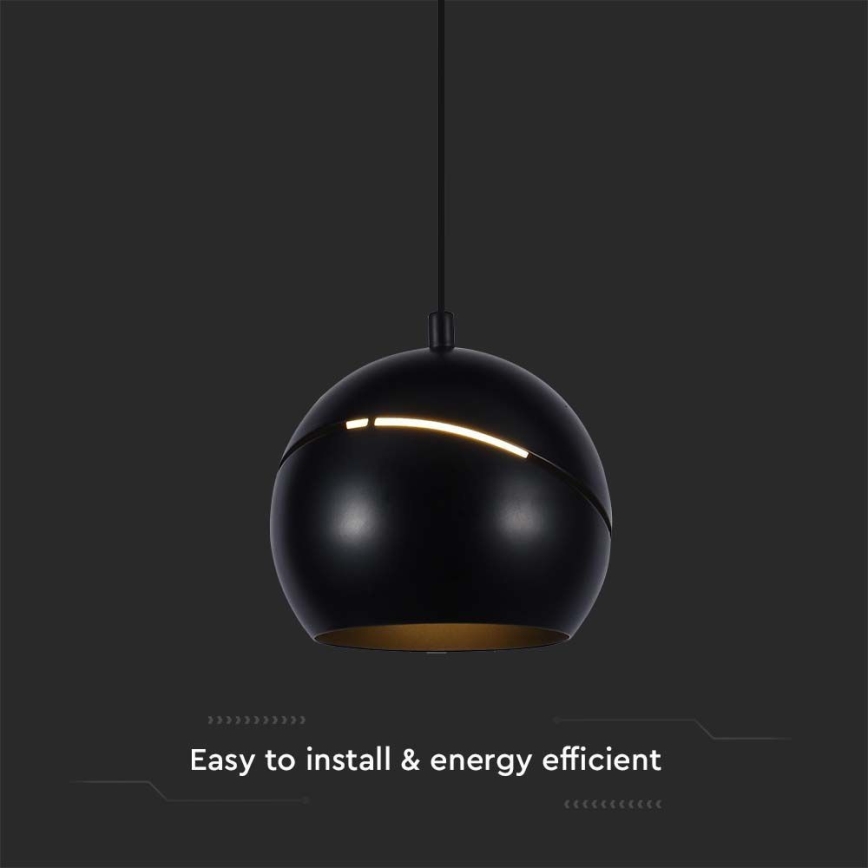 LED Lestenec na vrvici LED/8,5W/230V 3000K črna