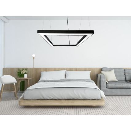 LED Lestenec na vrvici LED/80W/230V 4000K 120x120 cm črna