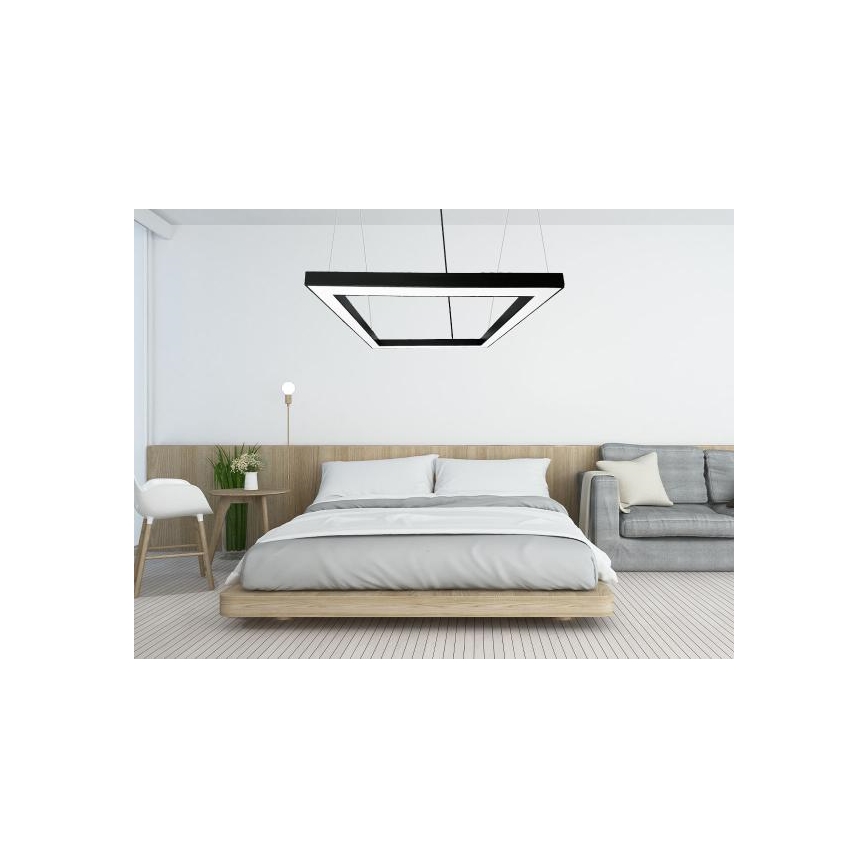 LED Lestenec na vrvici LED/80W/230V 4000K 120x120 cm črna
