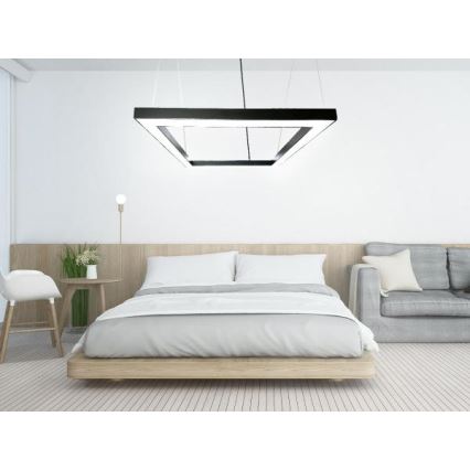 LED Lestenec na vrvici LED/80W/230V 4000K 120x120 cm črna