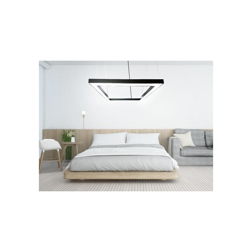 LED Lestenec na vrvici LED/80W/230V 4000K 120x120 cm črna