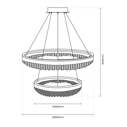 LED Lestenec na vrvici LED/85W/230V pr. 60 cm zlata