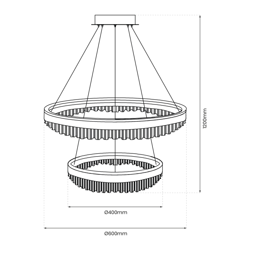 LED Lestenec na vrvici LED/85W/230V pr. 60 cm zlata