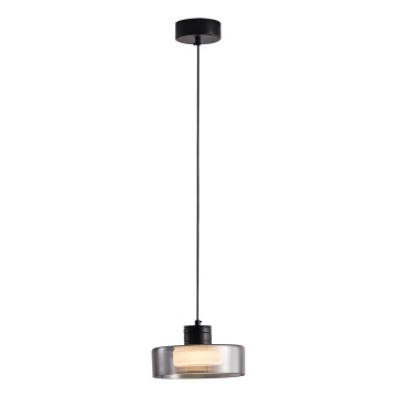 LED Lestenec na vrvici LED/8W/230V 3000K črna/dimna pr. 20 cm
