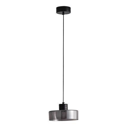 LED Lestenec na vrvici LED/8W/230V 3000K črna/dimna pr. 20 cm