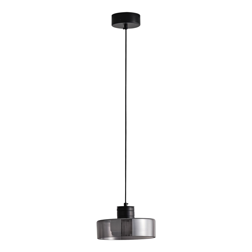 LED Lestenec na vrvici LED/8W/230V 3000K črna/dimna pr. 20 cm