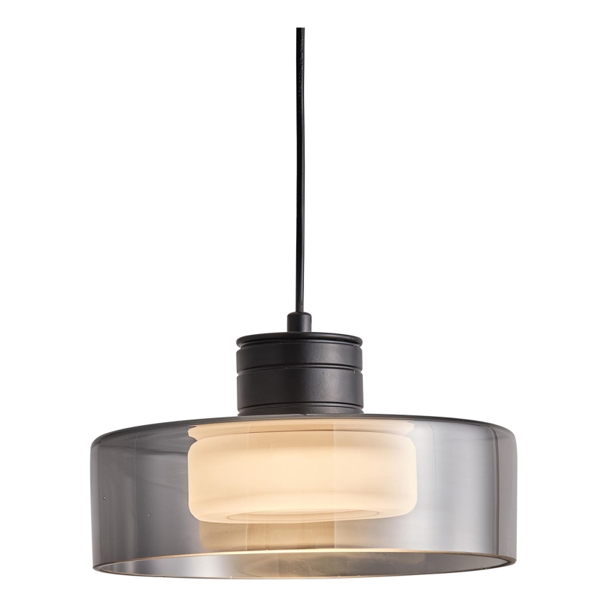 LED Lestenec na vrvici LED/8W/230V 3000K črna/dimna pr. 20 cm