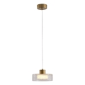 LED Lestenec na vrvici LED/8W/230V 3000K zlata/prozorna pr. 20 cm