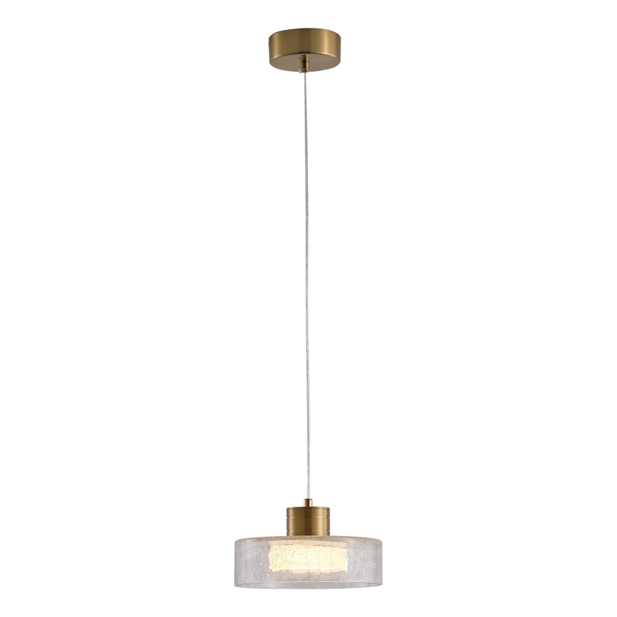 LED Lestenec na vrvici LED/8W/230V 3000K zlata/prozorna pr. 20 cm