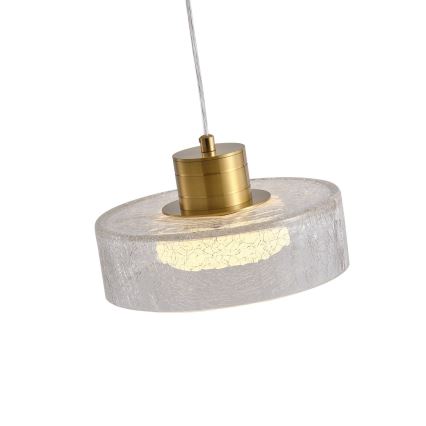 LED Lestenec na vrvici LED/8W/230V 3000K zlata/prozorna pr. 20 cm