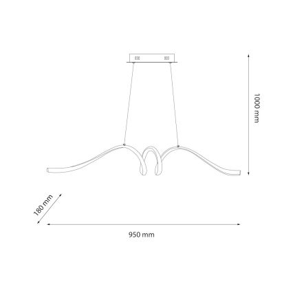 LED Lestenec na vrvici LOOP LED/28W/230V črna