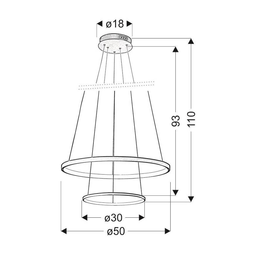 LED Lestenec na vrvici LUNE LED/40W/230V